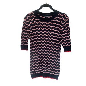 Scotch & Soda Navy Red White Zig Zag Knit Cotton Sweater Top Retro Size Medium